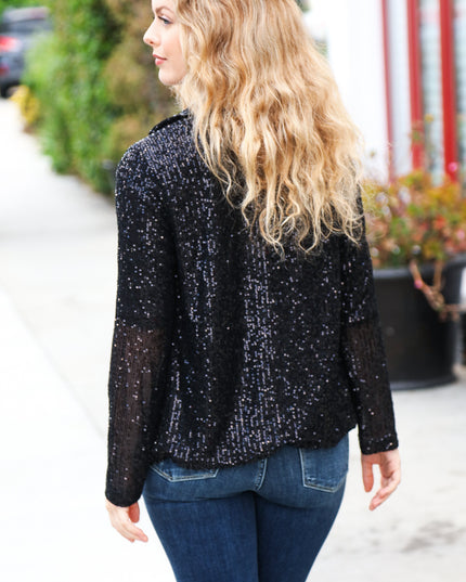 Be Your Own Star Silver Sequin Open Blazer