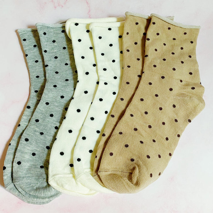 Soft Stylish Polka Dot Socks Pattern Socks Set Of 3 Pairs