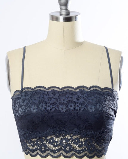 Elegant Classic Wide Lace Bandeau with Detachable Straps