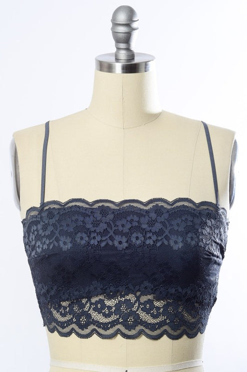 Elegant Classic Wide Lace Bandeau with Detachable Straps