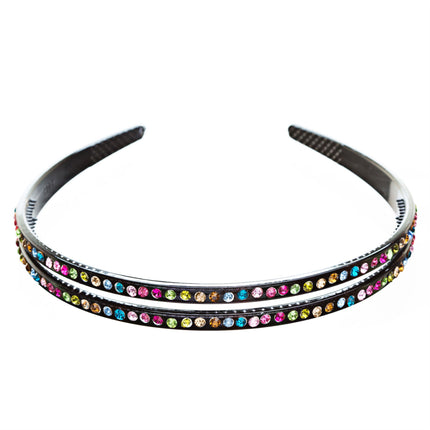 Fashion Sparkle Crystal Rhinestone Double Row Design Teeth Headband