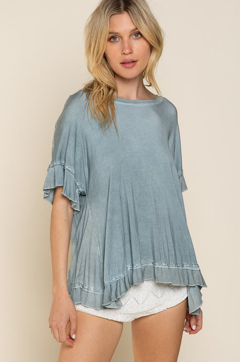 Super Soft Casual Stylish Ruffle Overlay Knit Top