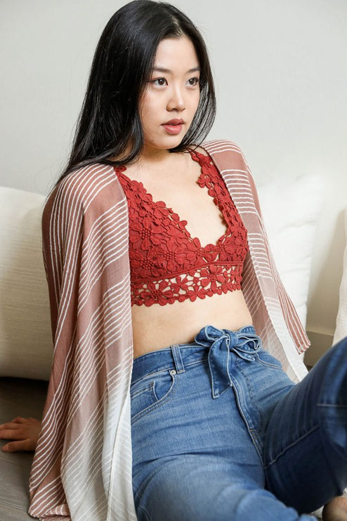 Floral Pullover Cotton Crochet Daisy Longline Bralette