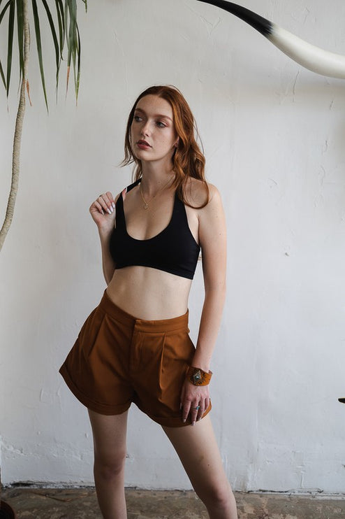 Solid Padded Halter Cropped Pullover Bralette