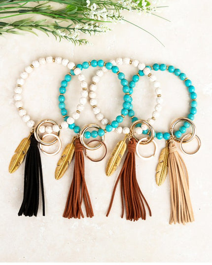 Boho Stone Key Ring Bracelet