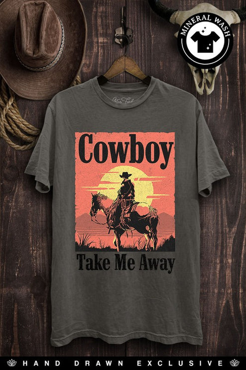 Cowboy Take Me Away Sunset Western Graphic Tee T-Shirt