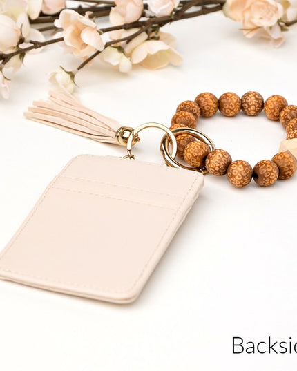 Leopard Beaded Key Ring Wallet Bracelet