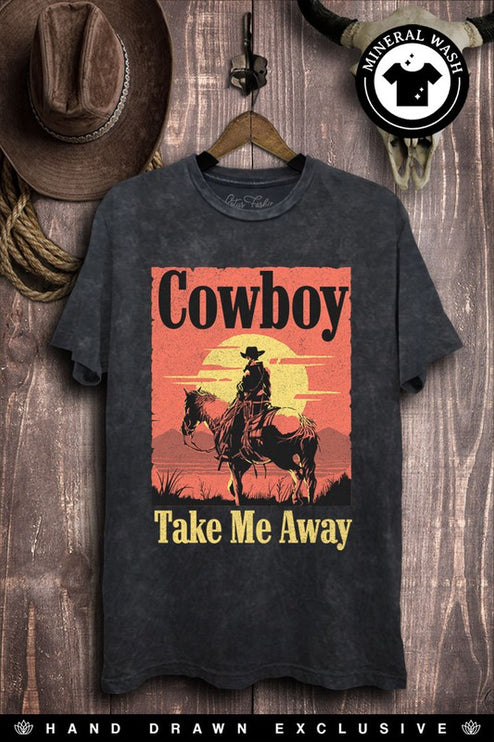 Cowboy Take Me Away Sunset Western Graphic Tee T-Shirt