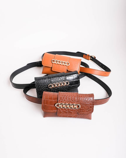 Stylish Vegan Leather Chain Belt Bag with Compact Clutch Chic Everyday Look