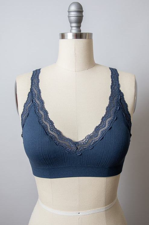 Elegance Comfy Lace Trim Cropped Top Padded Bralette