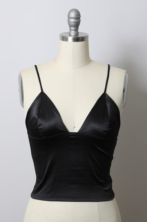 Chic Sleek Strap Longline Satin Bralette Top