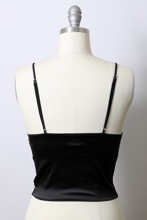 Chic Sleek Strap Longline Satin Bralette Top