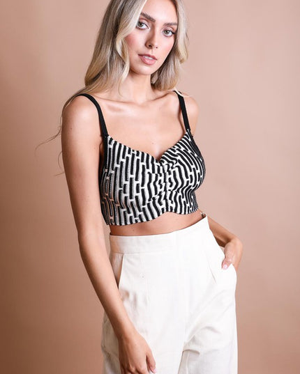 Cozy Casual Stylish Mod Lines Cropped Contour Cami Brami