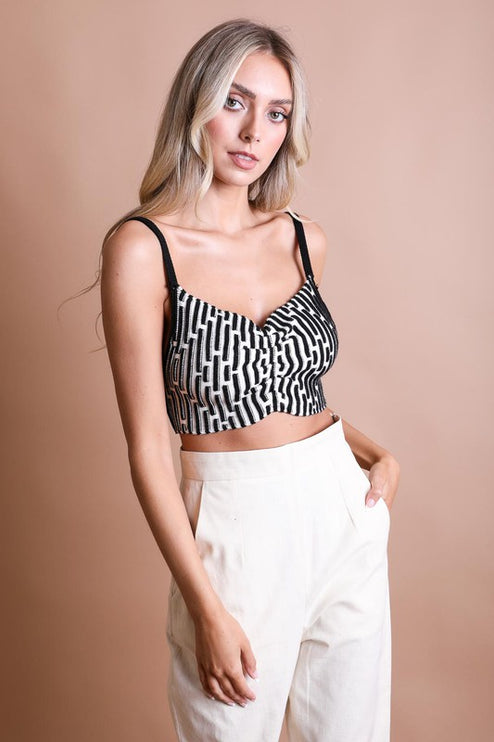 Cozy Casual Stylish Mod Lines Cropped Contour Cami Brami