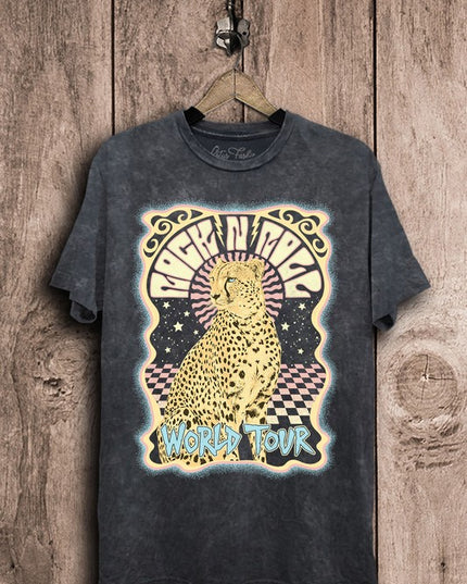 Rock & Roll World Tour Cheetah Graphic Tee T-Shirt