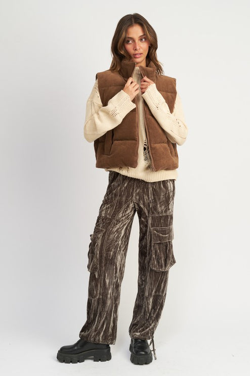 Warm Cozy Stylish Fashion Corduroy Puffer Vest