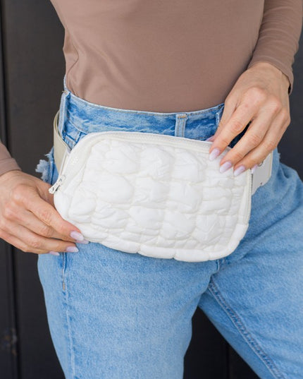 Quilted Puffer Sling Belt Fanny Bum Bag with Adjustable Strap