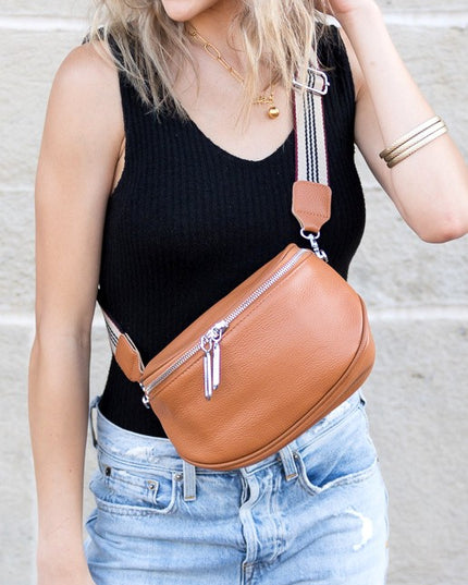 Stylish Hazel Genuine Leather Adjustable Crossbody Sling Bag