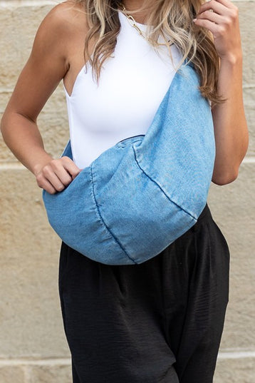 Chic Casual Denim Sling Bag with Adjustable Strap