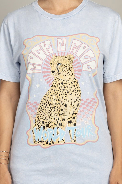 Rock & Roll World Tour Cheetah Graphic Tee T-Shirt