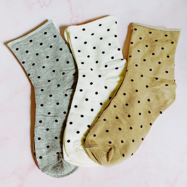 Soft Stylish Polka Dot Socks Pattern Socks Set Of 3 Pairs