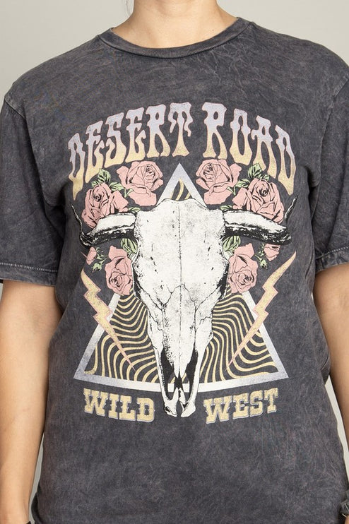 Desert Road Wild West Rose Graphic Tee T-Shirt