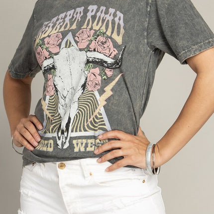 Desert Road Wild West Rose Graphic Tee T-Shirt