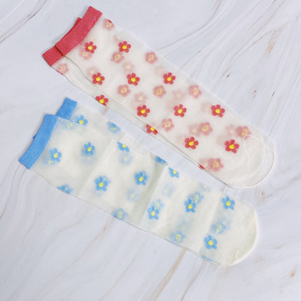 Chic Floral Pattern Sheer Lightweight Socks Set of 2