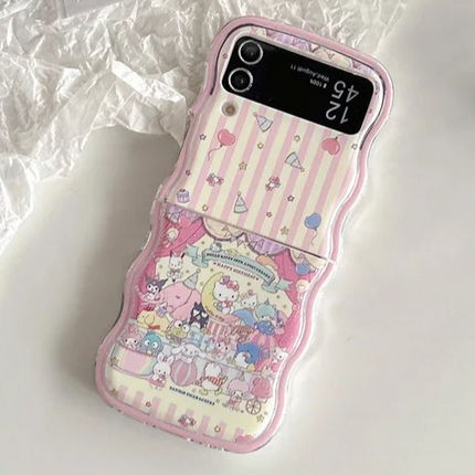 Cute Sanrio Hello Kitty Beaded Charms Wristlet Strap Phone Case Cover for Samsung Z Flip