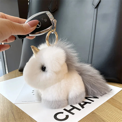 Adorable Cute Soft Fur Unicorn Plushie Keychain Phone Backpack Bag Charm