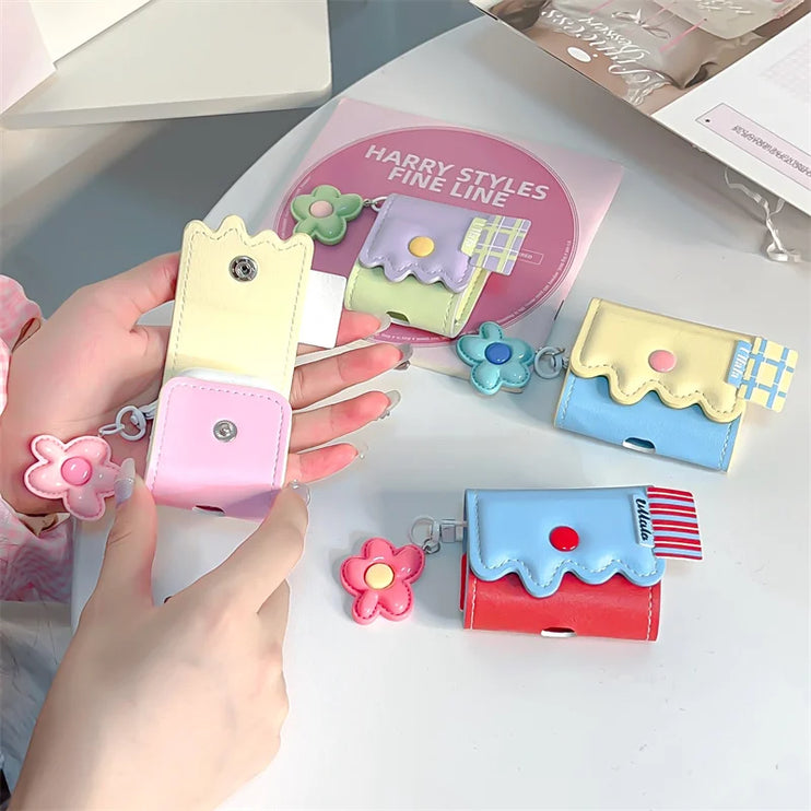 Cute Flower Earphone Headphone Leather Case for Apple AirPods