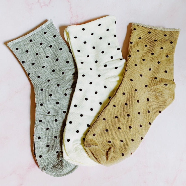 Soft Stylish Polka Dot Socks Pattern Socks Set Of 3 Pairs