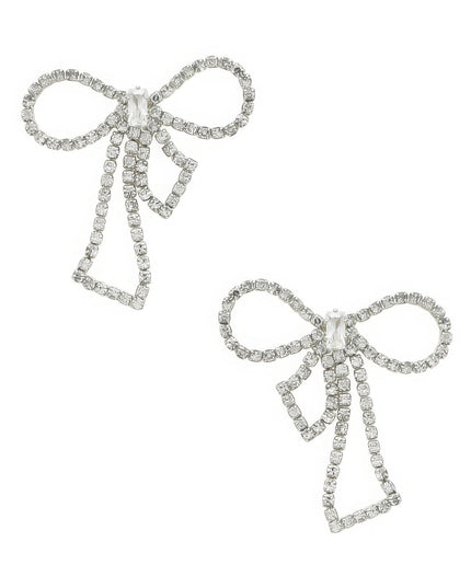 Elegant Sparkle Rhinestone Bow Design Fashion Stud Earrings