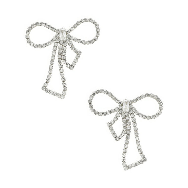 Elegant Sparkle Rhinestone Bow Design Fashion Stud Earrings