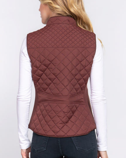 Stylish Suede Piping Quilted Top Vest