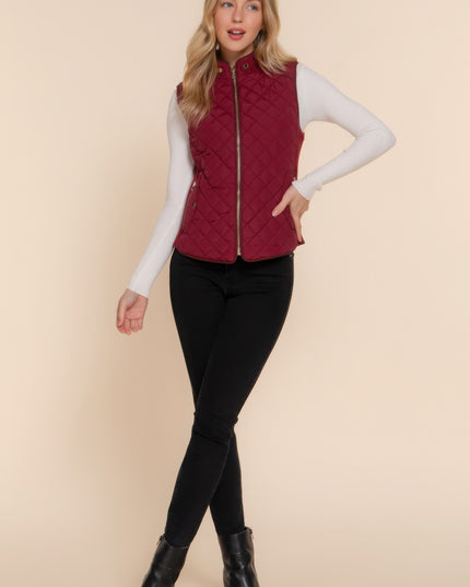 Stylish Suede Piping Quilted Top Vest