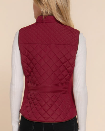 Stylish Suede Piping Quilted Top Vest