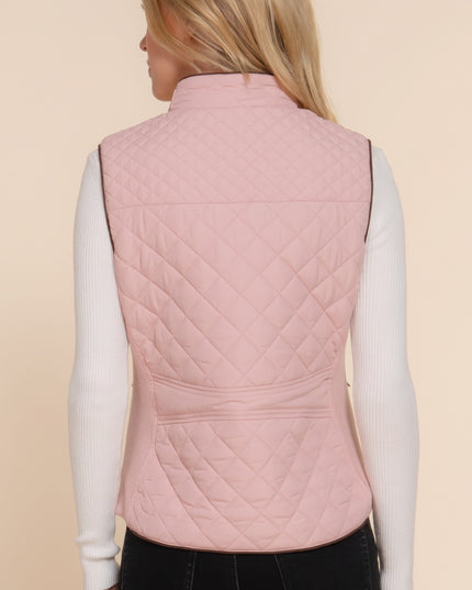 Stylish Suede Piping Quilted Top Vest