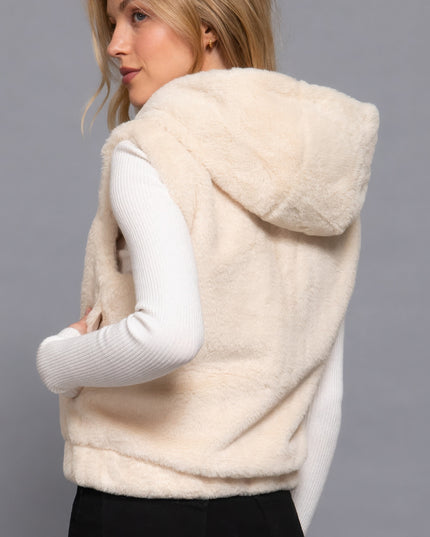 Cozy Hoodie Faux Fur Vest Faux Relaxed Fit