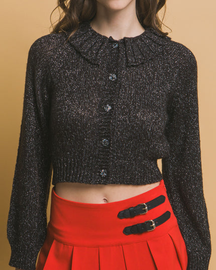 Chic Short Collared Button-Up Top Sweater