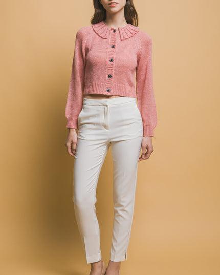 Chic Short Collared Button-Up Top Sweater