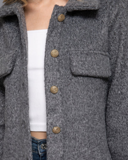 Cozy Soft Long Sleeve Teddy Fleece Short Jacket