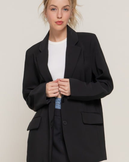 Notched Collar Long Sleeve Blazer