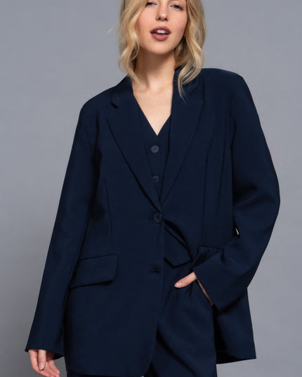 Notched Collar Long Sleeve Blazer