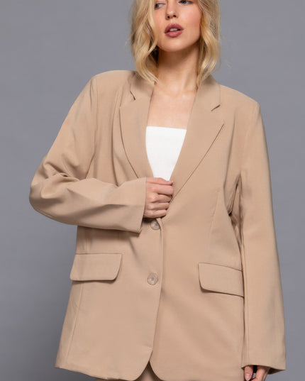 Notched Collar Long Sleeve Blazer