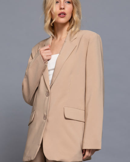 Notched Collar Long Sleeve Blazer