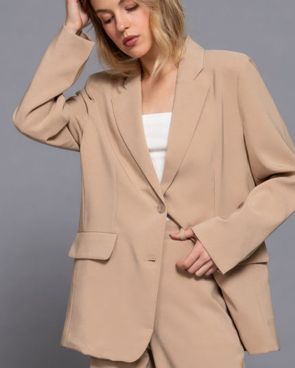 Notched Collar Long Sleeve Blazer