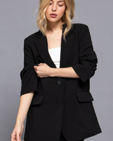 Notched Collar Long Sleeve Blazer