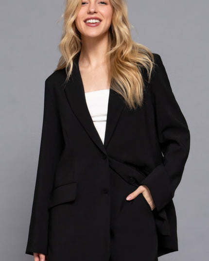 Notched Collar Long Sleeve Blazer