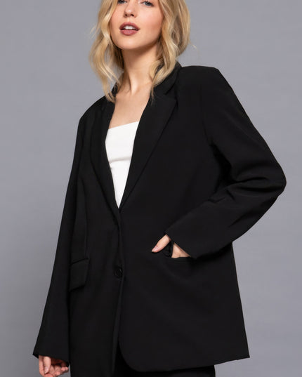 Notched Collar Long Sleeve Blazer